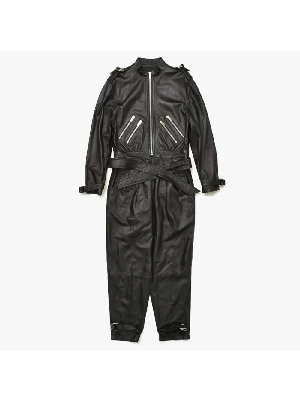 Celine Lambskin Jumpsuit Zip Up Black Hedi Slimane Era Silver